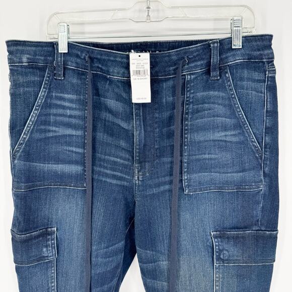 NWT AE American Eagle Hi-Rise Jegging Cargo Skinny Jeans Dark Wash Size 18 Short - Picture 3 of 15